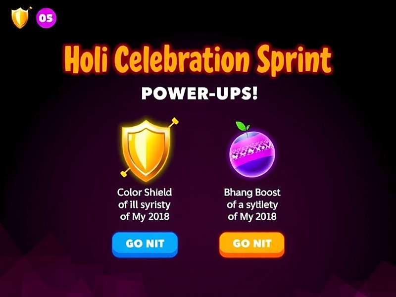 Holi Celebration Sprint power-ups display including Color Shield and Bhang Boost